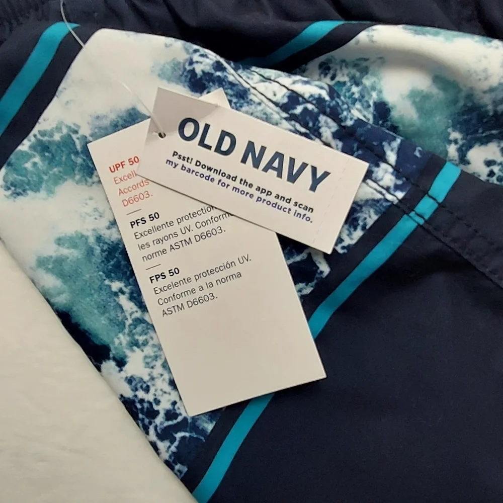 Old Navy Boys Swim Trunks Size 8 Blue Water UPF 50 UV Protection NEW